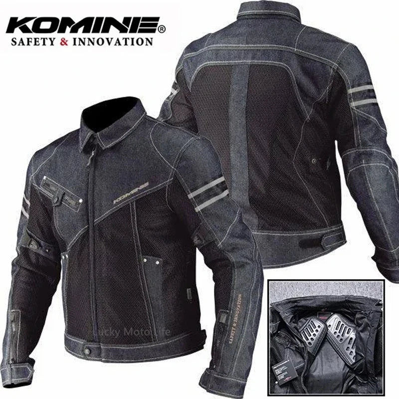 KOMINE JK006 Jacket Spring Breathable Denim Mesh Racing Ride High-performance Drop Resistance Clothing Motorcycle Jacket - Tamnz