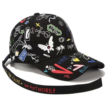 Graffiti Printing Baseball Cap Outdoor Cotton Casquatte Hat Men Women Summer Caps Adjustable Letter Cool Gorra