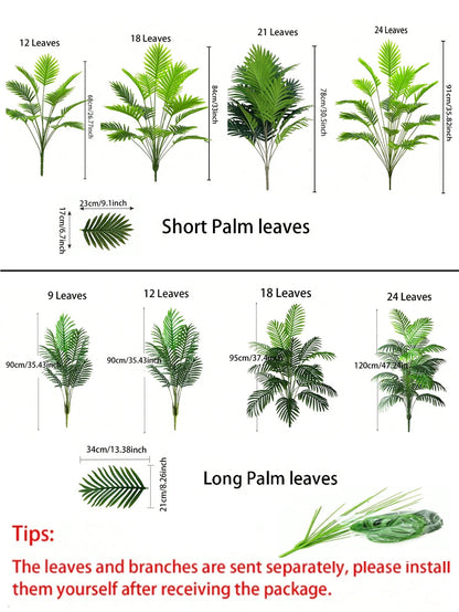 70-120cm Large Artificial Palm Tree Plastic Turtle Back Plants Leaf Schefflera Tropical Tree Home Office Party Outdoor Decor - Tamnz