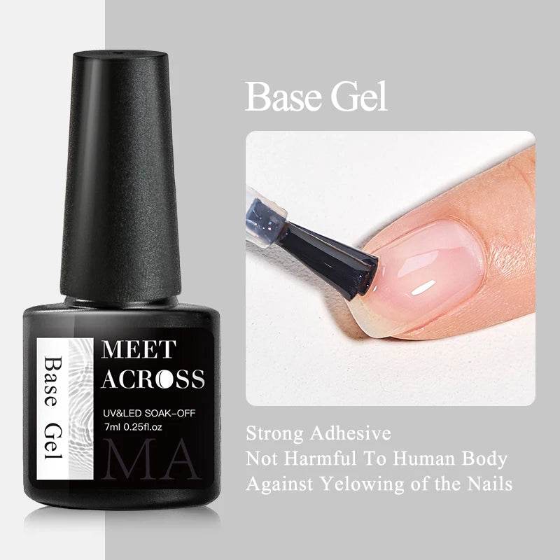 MEET ACROSS 7ml Clear Non Stick Hand Solid Extension Nail Gel Polish Carving Flower Nail Art Building UV Gel Acrylic Varnish - Tamnz