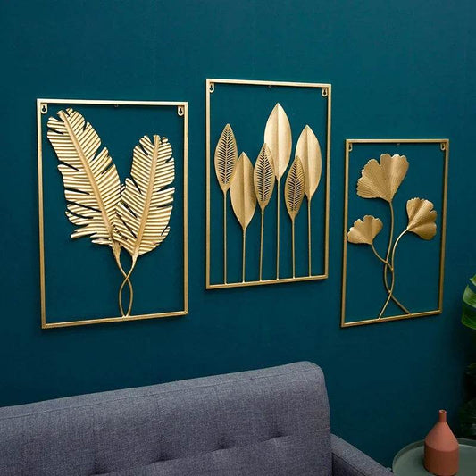 Nordic Metal Leaf Iron Wall Hanging Decor Plant Ginkgo Palm Maple Leaves Wall Pendant Mural Living Room Bedroom Home Decoration - Tamnz