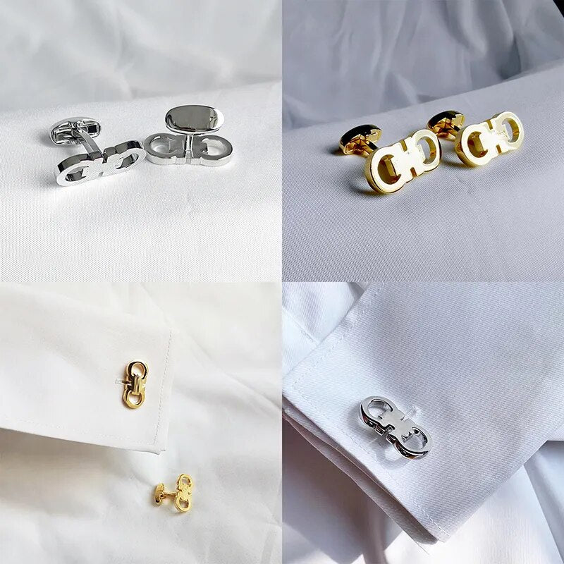 LAN Fr Luxury Cufflinks with Stamp Classic French Shirt Cuff-link For Men Top Party Gift - TaMNz