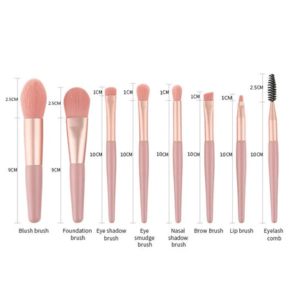 Portable 8Pcs Eyeshadow Foundation Blending Makeup Brush Soft Fluffy Cosmetics Concealer Makeup Brush Professional Make Up Tool - TaMNz