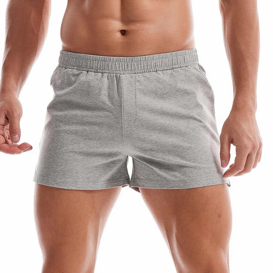 Mens Cotton Sleep Bottoms Lounge Home Pajama Shorts Elastic Waist Breathable Solid Underwear Boxers Man Jogger Yoga Sport Shorts - TaMNz