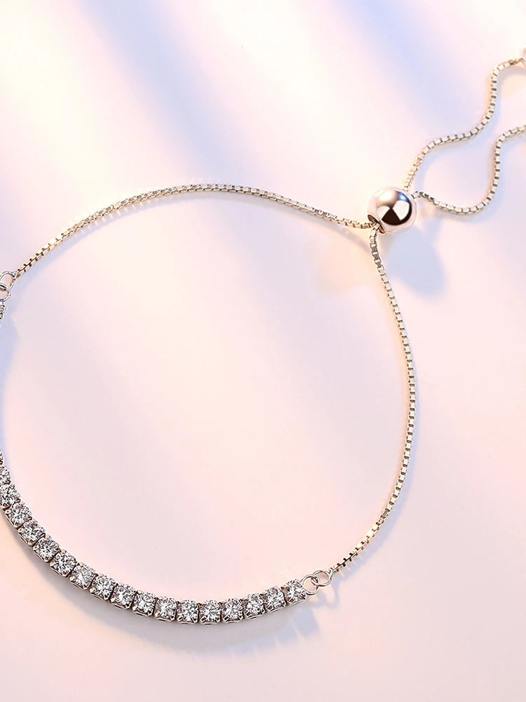 925 Sterling Silver Bracelet Love Elegant Zircon Tennis  Crystal Chain for Women Fashion Noble Engagement Wedding Glam