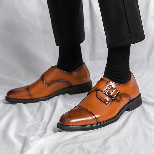 Zapatos Retro de lujo con punta en pico para Hombre, calzado informal, sin cordones, color negro, antideslizantes