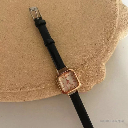 Hot Sales Women Watch Small Square Dial Thin Leather Strap Ladies Wristwatch Elegant Quartz Female Watches Casual reloj mujer