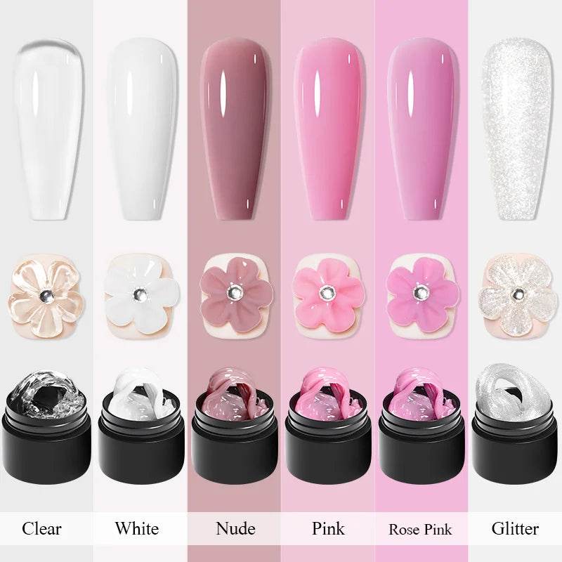 MEET ACROSS 7ml Clear Non Stick Hand Solid Extension Nail Gel Polish Carving Flower Nail Art Building UV Gel Acrylic Varnish - Tamnz