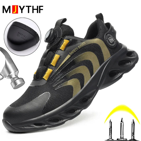 Rotary Buckle Work Sneakers Protective Shoes Lightweight Safety Shoes Puncture-Proof Anti-smash Steel Toe Shoes Work Boots Men - TaMNz