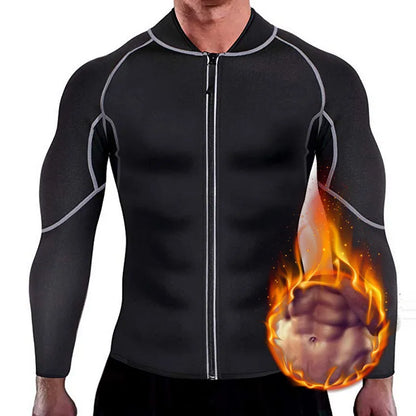 Neoprene Sweat Jacket Workout WeightLoss Long Sleeve Waist Trainer Body Shaper with Zipper Undershirt - TaMNz