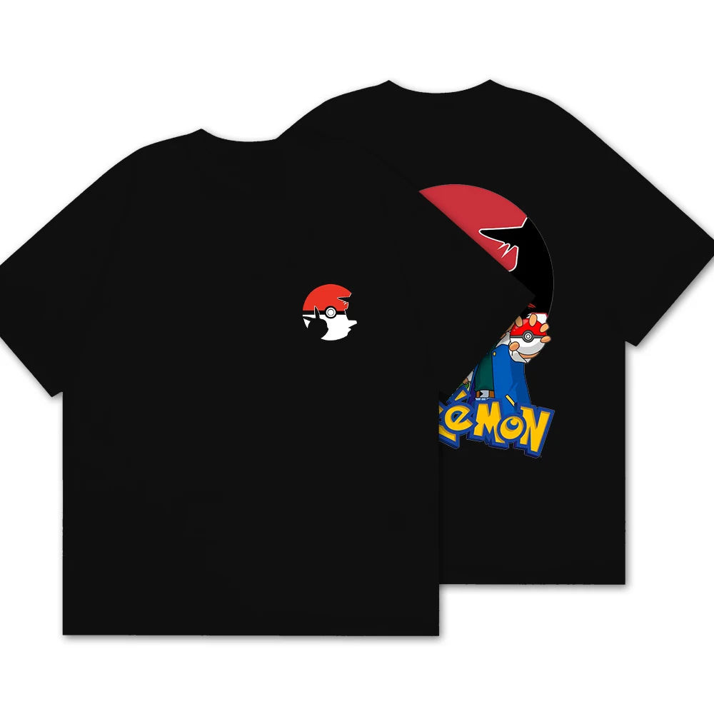 Pokemon Pikachu New Men's Women's Casual Style Tees Harajuku Loose Oversized Round Neck Short Sleeved Comfortabe Y2k Men T-Shirt