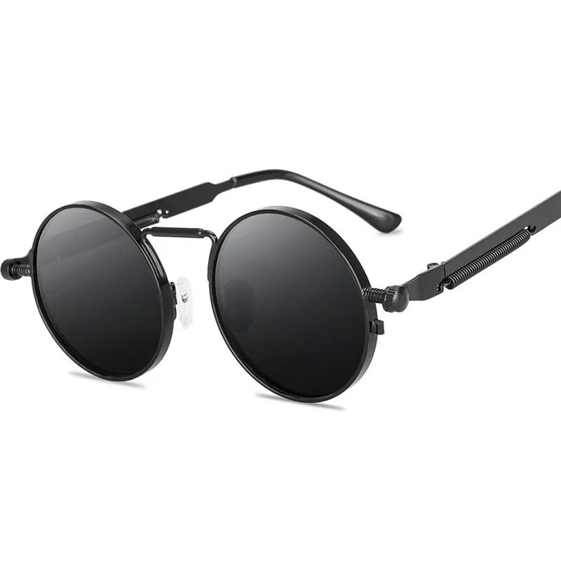 Retro Punk Style Sunglasses Colorful Round Metal Frame Sunglasses - TaMNz
