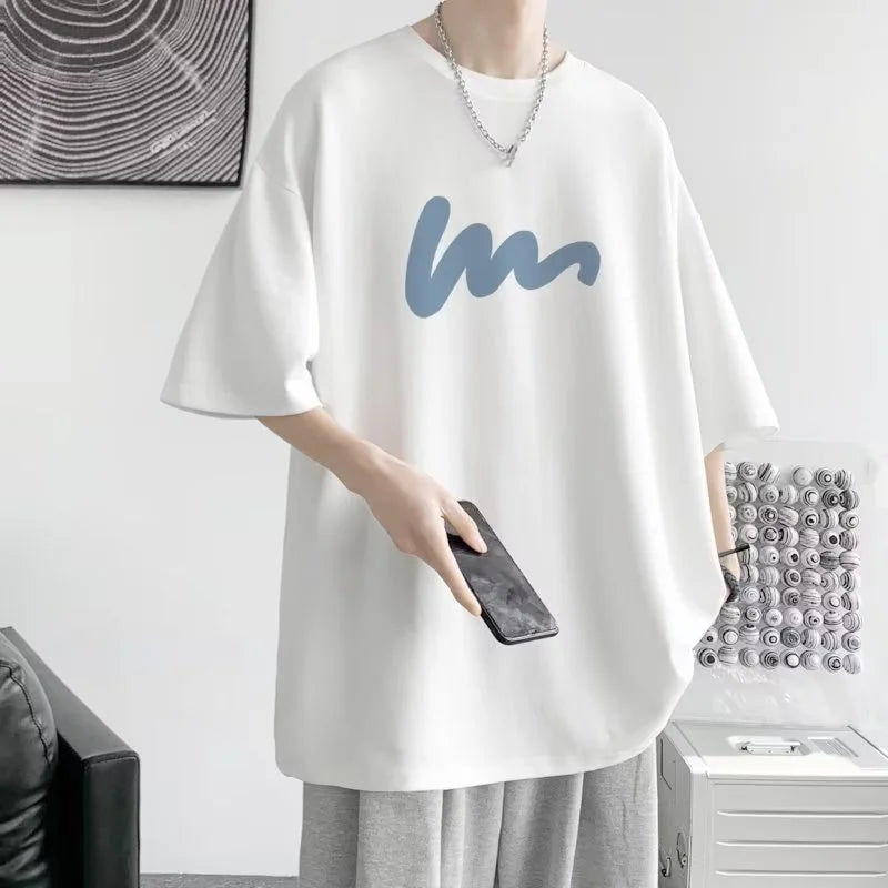 Korean Fashion Funny Letter Summer Harajuku Casual Loose O-neck Oversize Short Sleeve Tops Tees - TaMNz