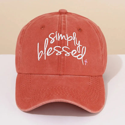 Simply Blessed Embroidered Wash Baseball Hat Men's Fashion Sunshade Personality Soft Top Duck Tongue Hat Women - Tamnz