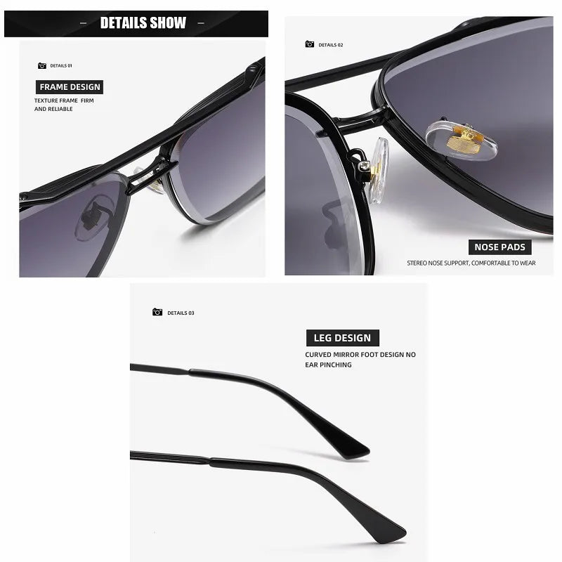 Square Sunglasses Metal Frame Glasses Resin Lens Oculos De Sol UV400 - TaMNz