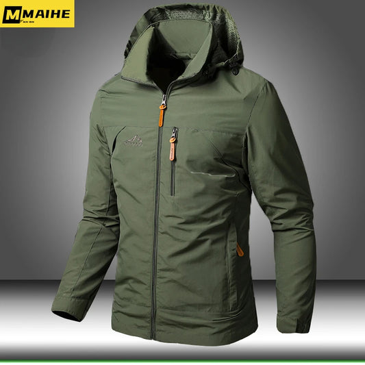 Mens Windbreaker Jackets Waterproof Military Hooded Coat Male New Combat Jackets Men Autumn Outdoor Hiking Biking Bomber Outwear