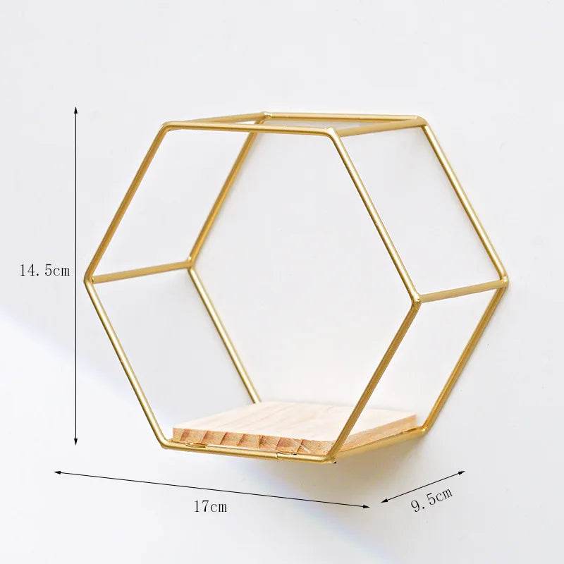 Floating Wall Shelf Sundries Storage Holder Living Room Home Decoration Wall Mounted Hexagon Shelf Handicraft Display Rack - Tamnz