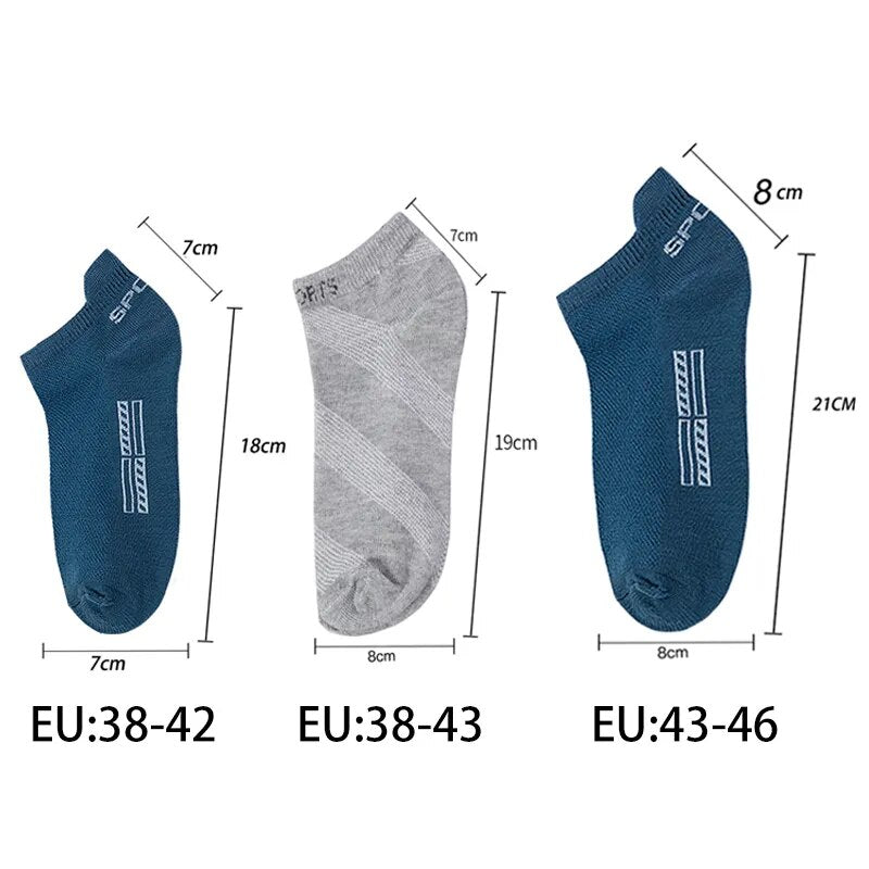 5 Pairs Men Ankle Socks Breathable Cotton Sports Mesh Casual Athletic Summer Thin Cut - TaMNz