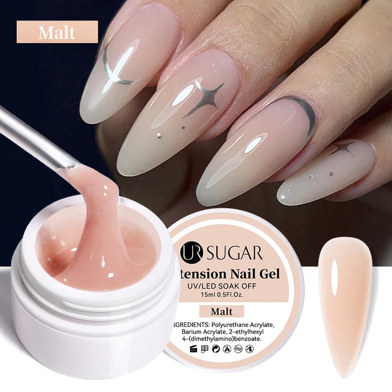 UR SUGAR 15ml Extension Nail Gel Polish Nails Finger Form Clear Nude Pink Nail Art Camouflage Hard Gel Acrylic Nail Manicur