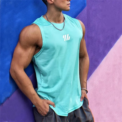 2023 newest Summer Gym Vest High Quality mesh Shirt Sleeveless T-shirts Men Tank Tops running Fitness Sports Vest men Clothing