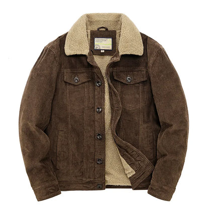 Cotton Jackets Padded Warm Loose Parka Coat Corduroy Short Jacket Man Solid Zip Windbreaker - TaMNz