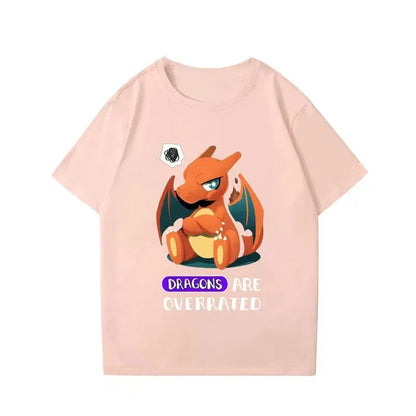 （Miniso) Pokemon Anime Charmander Summer Cute Art Style Short Sleeved Loose Clothes Women Tshirts Trend Fashion Cartoon Tops