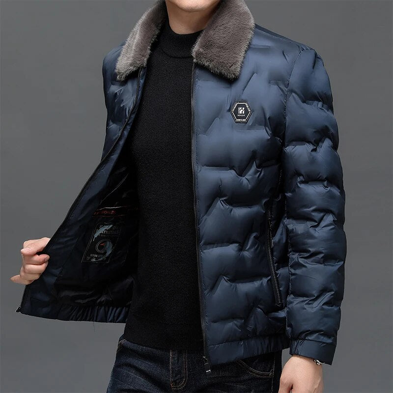 Men Winter Windbreaker Coats New Brand Fur Collar Casual Fashion 2023 Thicken Outwear Parkas Jacket Men Clothing Top Quality - TaMNz