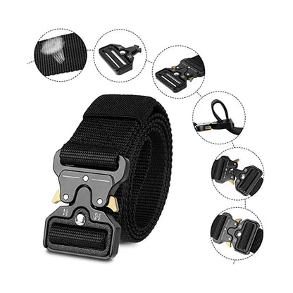 Genuine tactical belt quick release outdoor military belt soft real nylon sports accessories men and women black belt - TaMNz