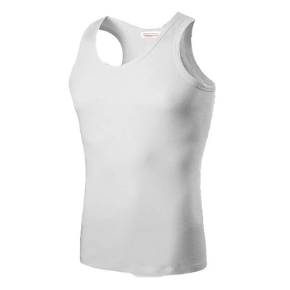 Men's Vest Pure Cotton Undershirts Bodybuilding Motion Outerwear Sweatshirt Elastic Large Size Male Underwear Black White Gray - TaMNz