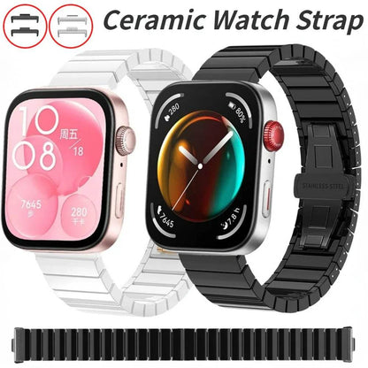 Ceramic WatchBand for Huawei Watch Fit 3 Strap Metal Butterfly Buckle Bracelet Wristband for Huawei Watch Fit 3 Belt Accessories