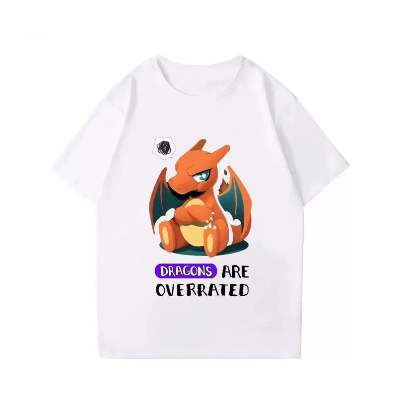 （Miniso) Pokemon Anime Charmander Summer Cute Art Style Short Sleeved Loose Clothes Women Tshirts Trend Fashion Cartoon Tops