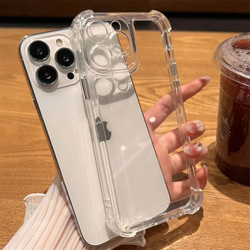 Luxury Shockproof Transparent Case For iPhone 16 15 14 13 12 11 Pro Max X Xs XR Max 7 8 Plus SE2 Clear Soft Bumper Cases Cover - Tamnz