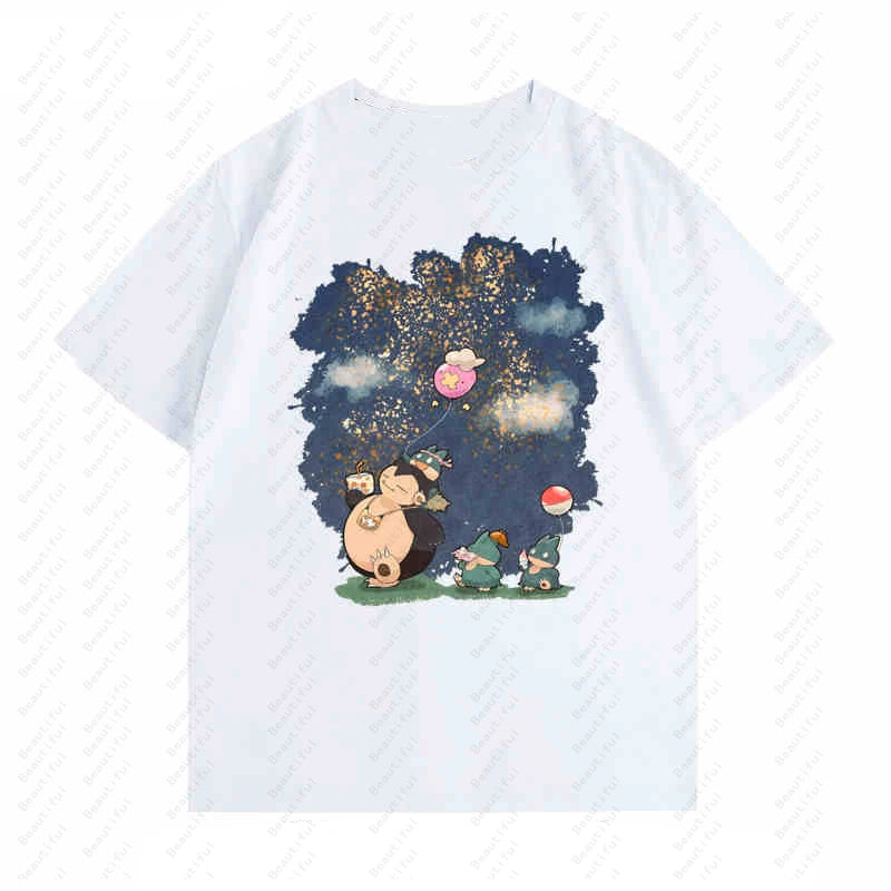 Pokemon Kabi Little Kabi Beast Cartoon Q Version Cute Couple Short-Sleeved T-Shirt Summer Men And Women Cotton Top T-Shirts