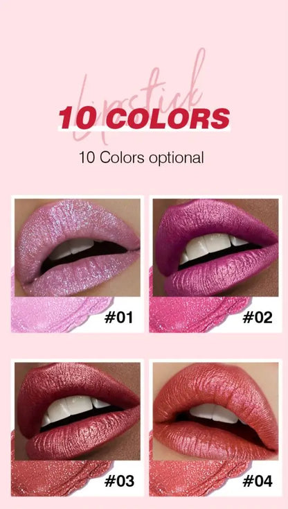 Waterproof Metallic Pearlescent Lipstick Pop Glitter Lip Gloss 10-Color Long Lasting Diamond Pearl Colour Lip Gloss Sexy Make Up