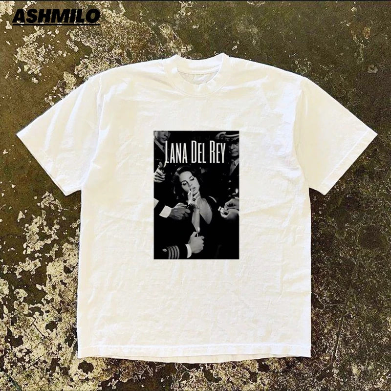 Lana Del Rey Singer T-shirt Women Fashion T-shirts Vintage Shirt Summer Unisex Harajuku Casual Crop Top Streetwear T Shirt - TaMNz