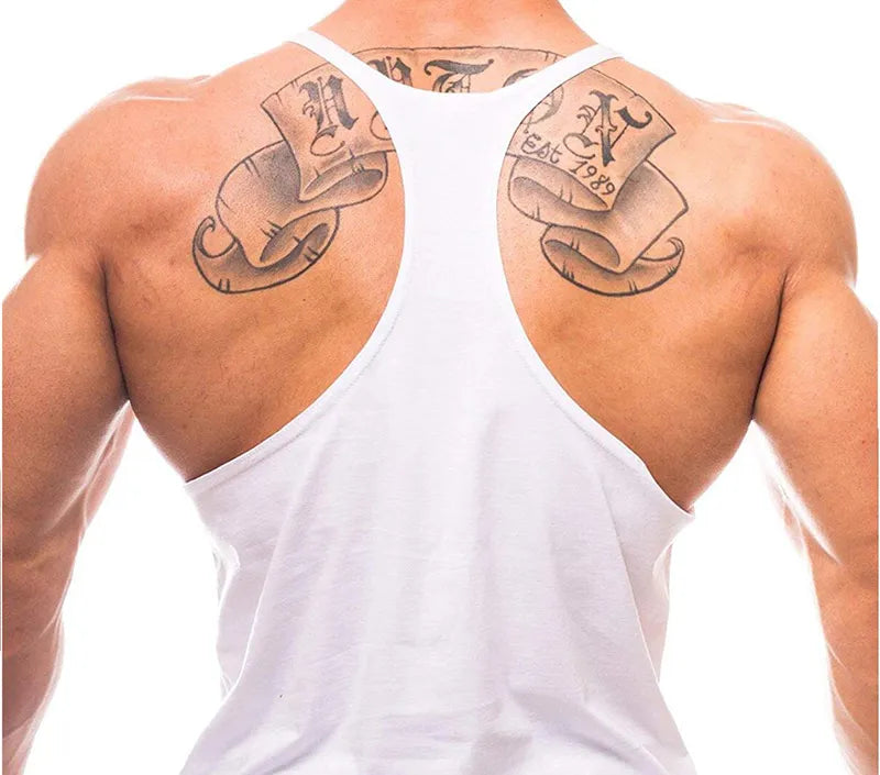 Gym Tank Top Mens Fitness Clothing Running Vest Cotton Bodybuilding Stringer Tanktop - TaMNz