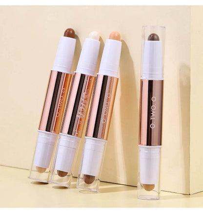 O.TWO.O Contour Stick Double Heads Contour Waterproof Matte Finish Highlighters Clavicle Shadow Pen Face 3D Highlight Concealer - Tamnz