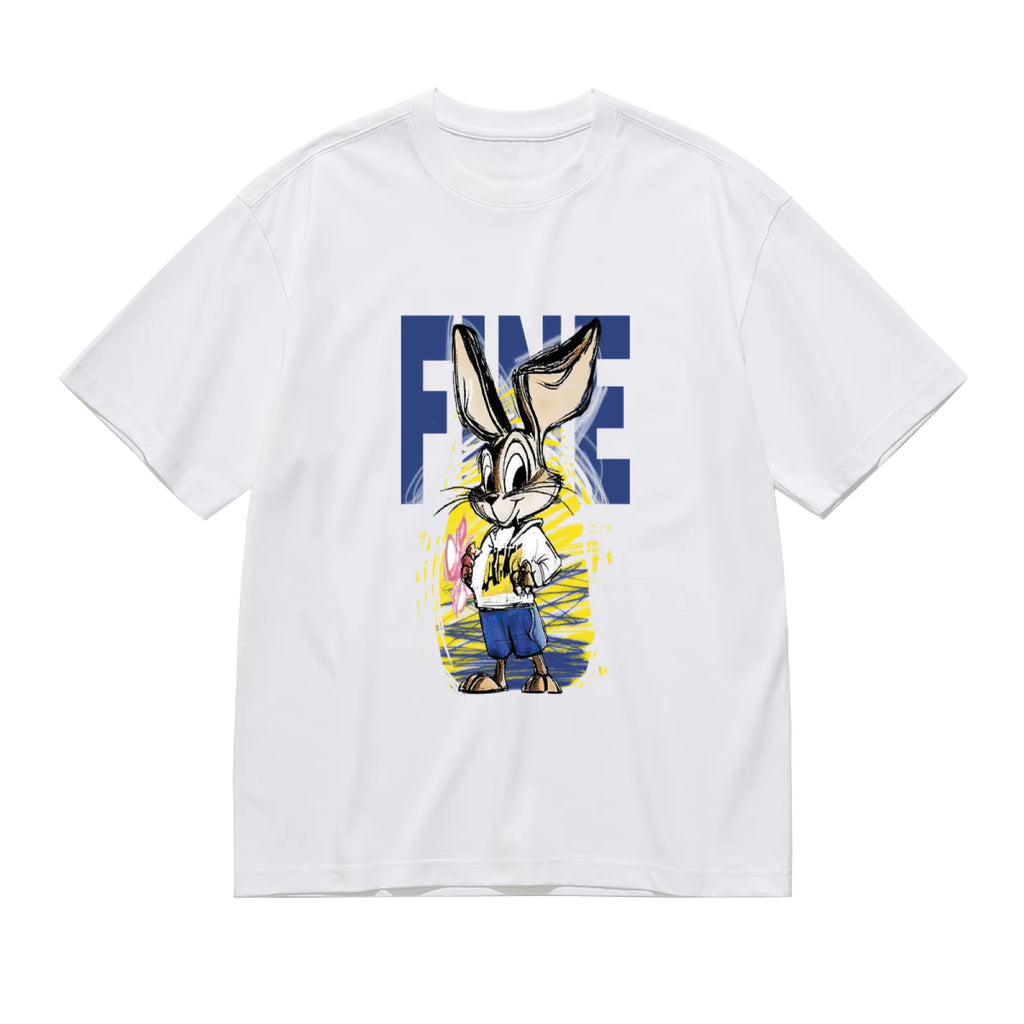 Retro Cartoon Rabbit “FINE” T-Shirt