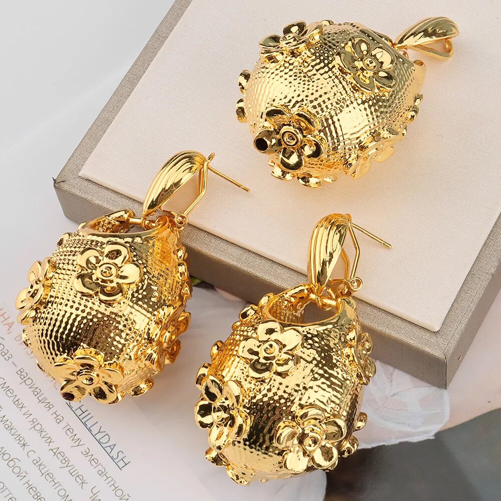 Dubai Gold Color Jewelry Sets For Women Necklace And Earring Fashion Jewelry Wedding Party Luxury Quality Bridal Gift - TaMNz