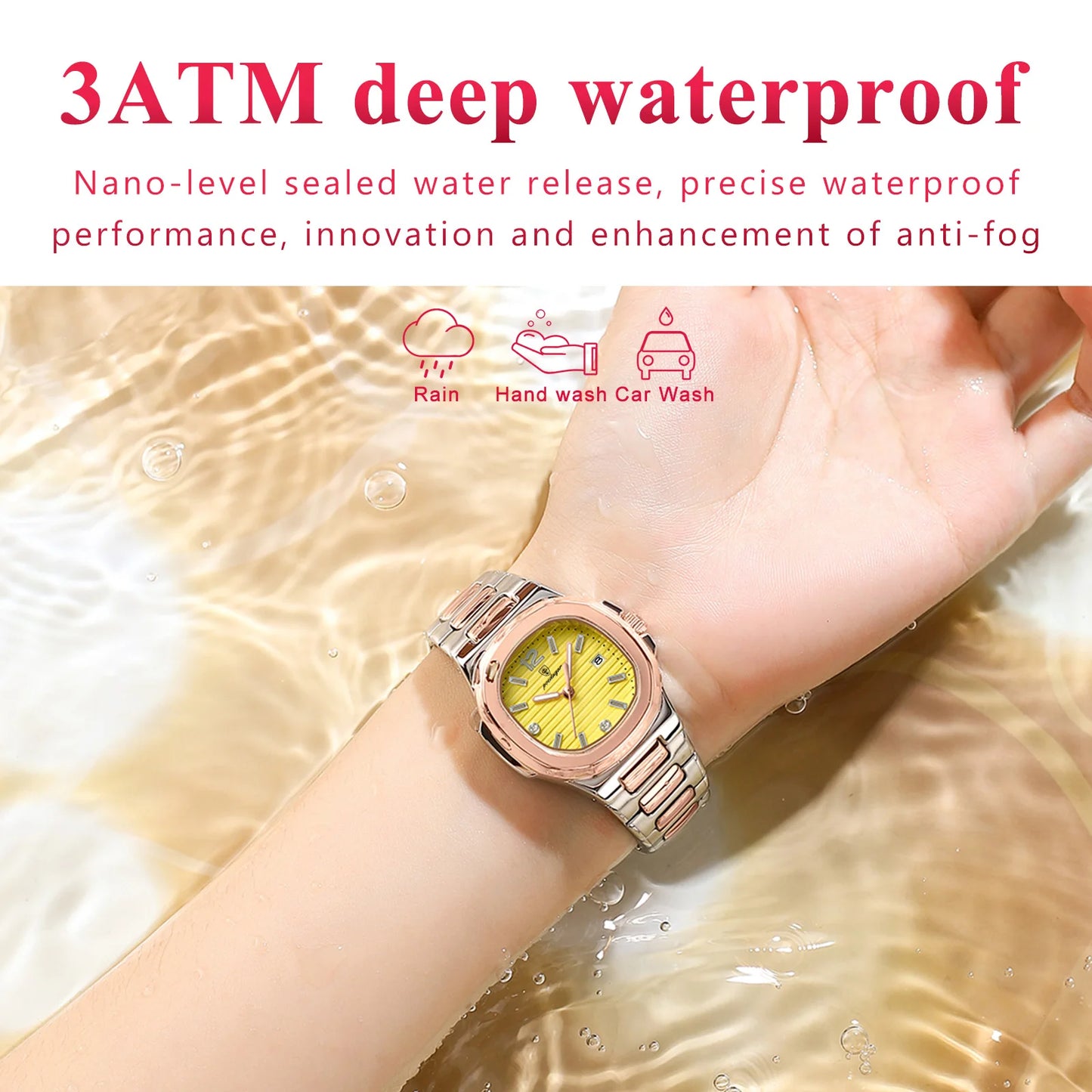 POEDAGAR Luxury Watch For Woman Square Ladies Quartz Watch Luminous Waterproof Date Women's Watches Dress Female Clock reloj+box