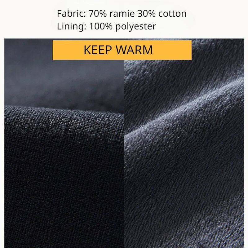 2023 Autumn Winter New Casual Plush and Thickened Warm Suit Jacket for Men Ramie Loose Vintage Blazers for Men BL088 - TaMNz