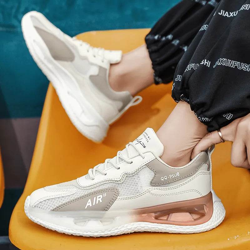 Leather Men's Korean Version Trendy Casual Shoes Breathable Cushioning Sports Vulcanized Men Shoes - Tamnz