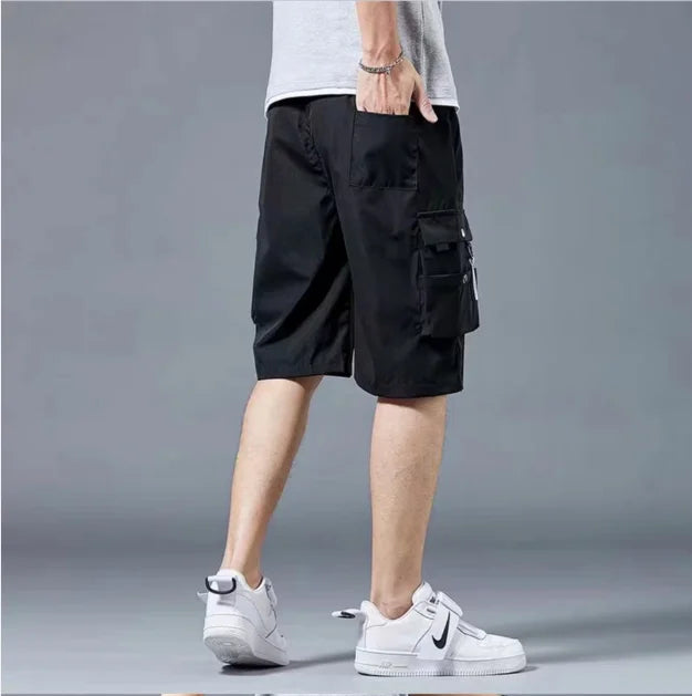 Workwear shorts, men's multiple pockets, medium shorts, summer thin loose cropped pants - TaMNz