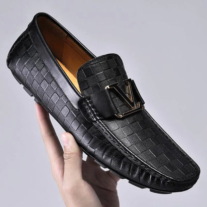 Leather Loafers Luxury Men Leather Shoes Plus Size Designer Moccasin Toe Layer - TaMNz