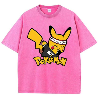 Japanese Anime Pikachu Womans Tee Shirt Summer American Retro Cotton Casual T Shirt Korean Soft High-Quality T Shirts Tops