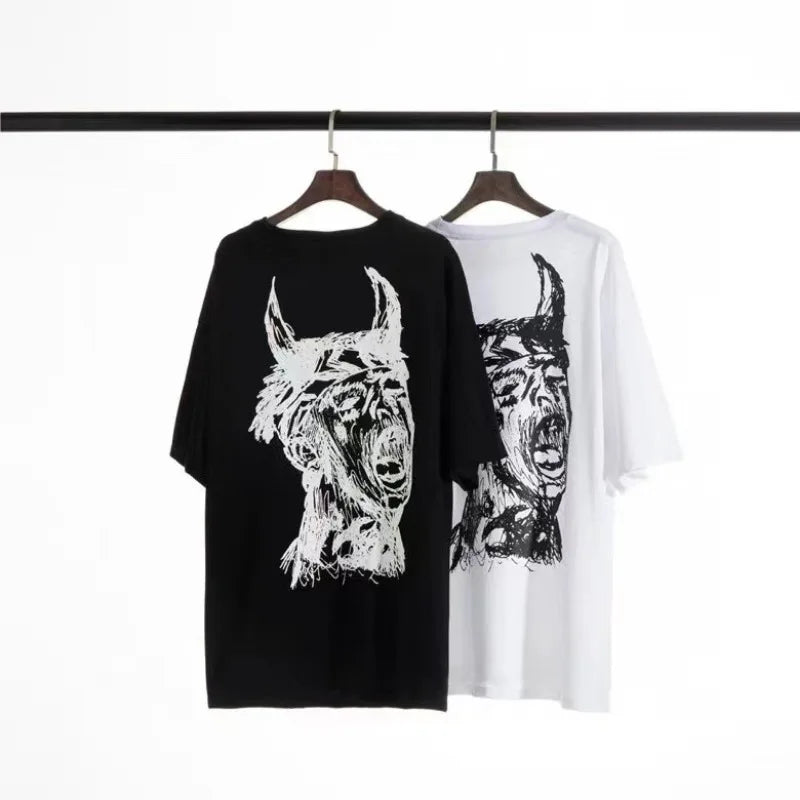 Revenge Ski Mask The Slump God Horned devil howls short-sleeved men's and women's T-shirts harajuku  pokemon  y2k  t shirt