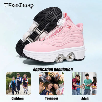 4 Wheel  Roller Skate Shoes For Girls Fashion Shoes With Wheels Women's Adjustable Rolling Skates Shoe Sneakers With Wheels