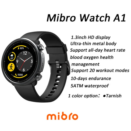 Mibro A1 Smart Watch Global Edition Blood Oxygen Heart Rate Monitor 5ATM Waterproof Fashion Bluetooth Sports Smart Watch - Tamnz