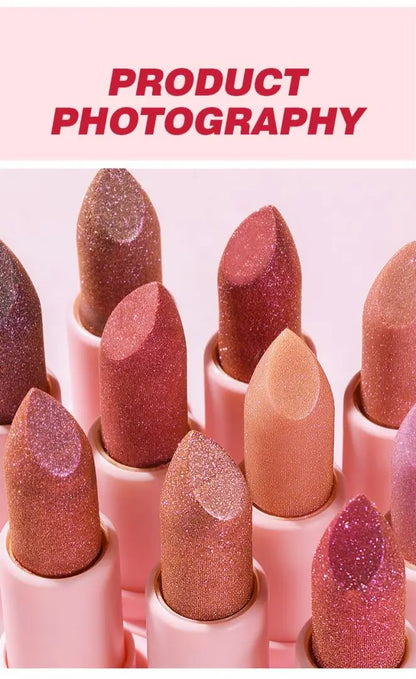 Waterproof Metallic Pearlescent Lipstick Pop Glitter Lip Gloss 10-Color Long Lasting Diamond Pearl Colour Lip Gloss Sexy Make Up