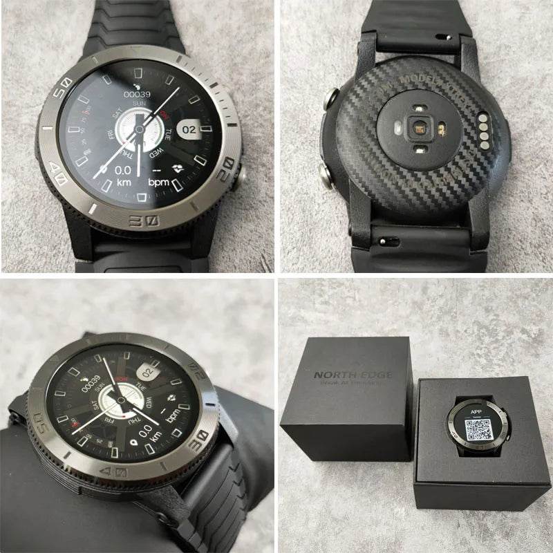 NORTH EDGE 2022 New Sports Smart Watch GPS GLONASS GALILEO Heart Rate SpO2 VO2max Stress 120+ Sports Mode 18days Standby Compass - Tamnz